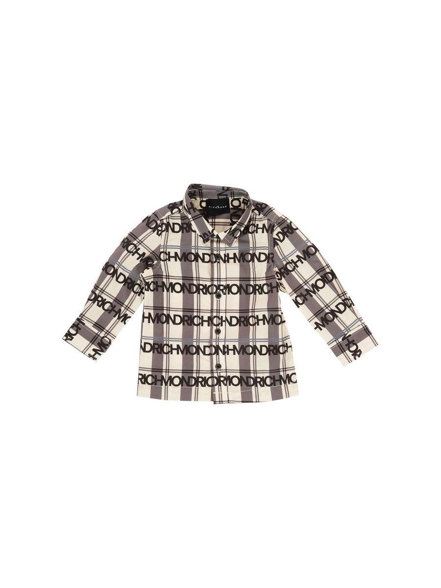 Camicia a righe John Richmond beige e grigio con logo all over RIA25109CA MONOGRAM John Richmond 