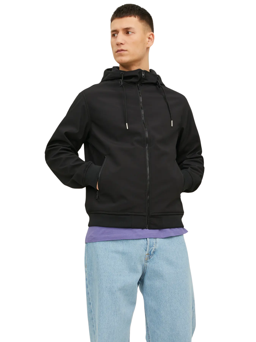 Giubbino Jack & Jones nero con zip 12236300 Black Jack & Jones 