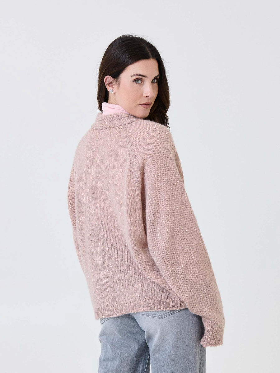 Cardigan in filo lurex Kontatto nude con bottoni gioiello 3M0976C NUDE kontatto 