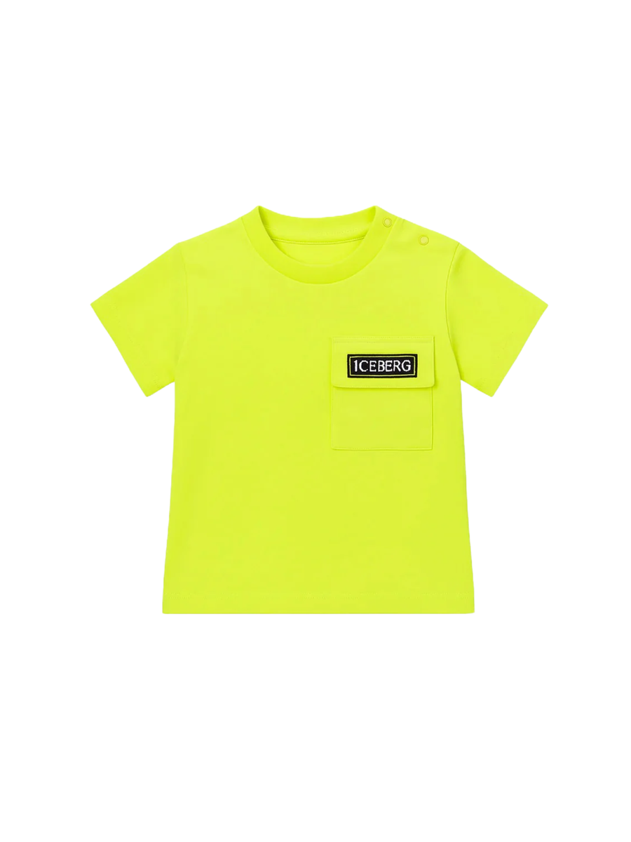 T-Shirt Iceberg verde lime con taschino a patta logata TSICE5103B LIME Iceberg 