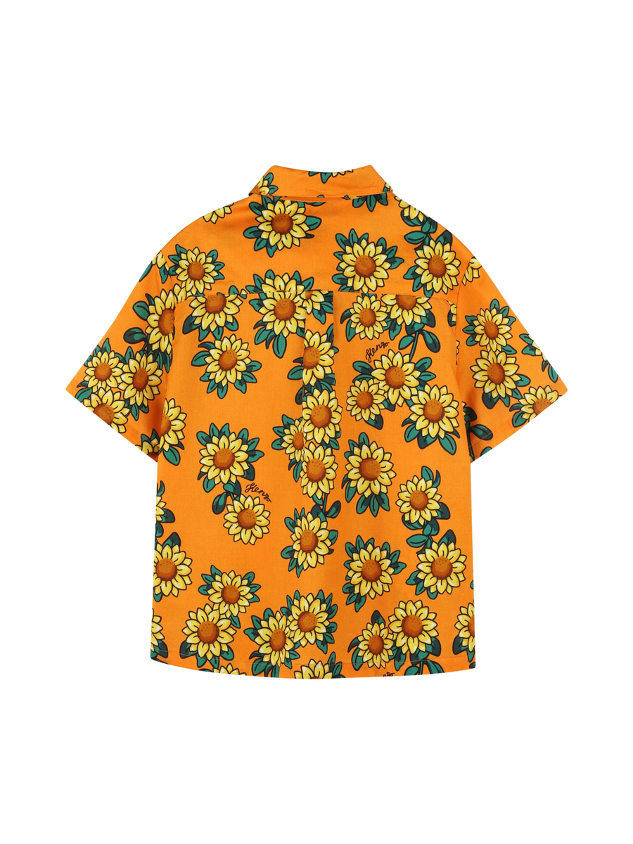 Camicia Kenzo arancione con stampa girasoli all over K61092 423 Kenzo 