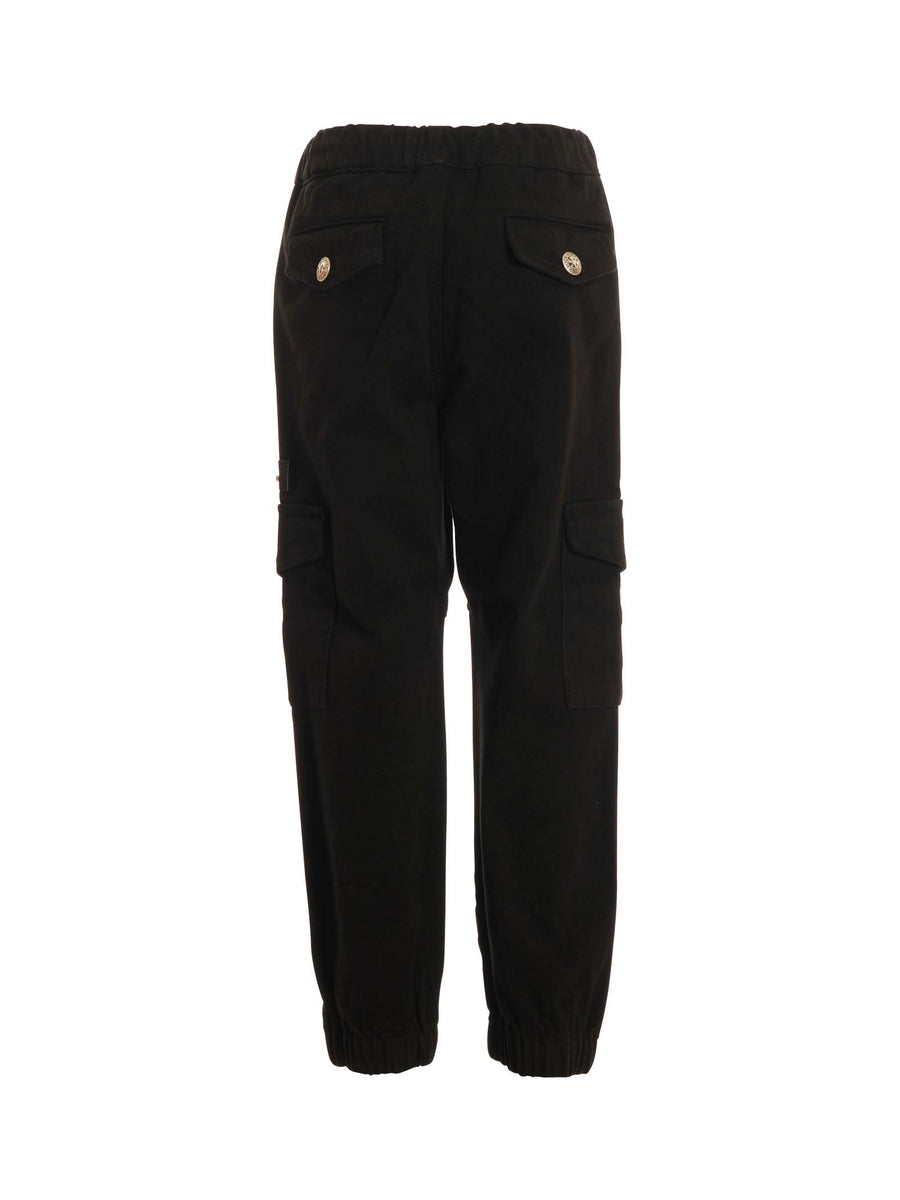 Pantalone cargo John Richmond nero con logo in rilievo RBA25090PA BLACK John Richmond 
