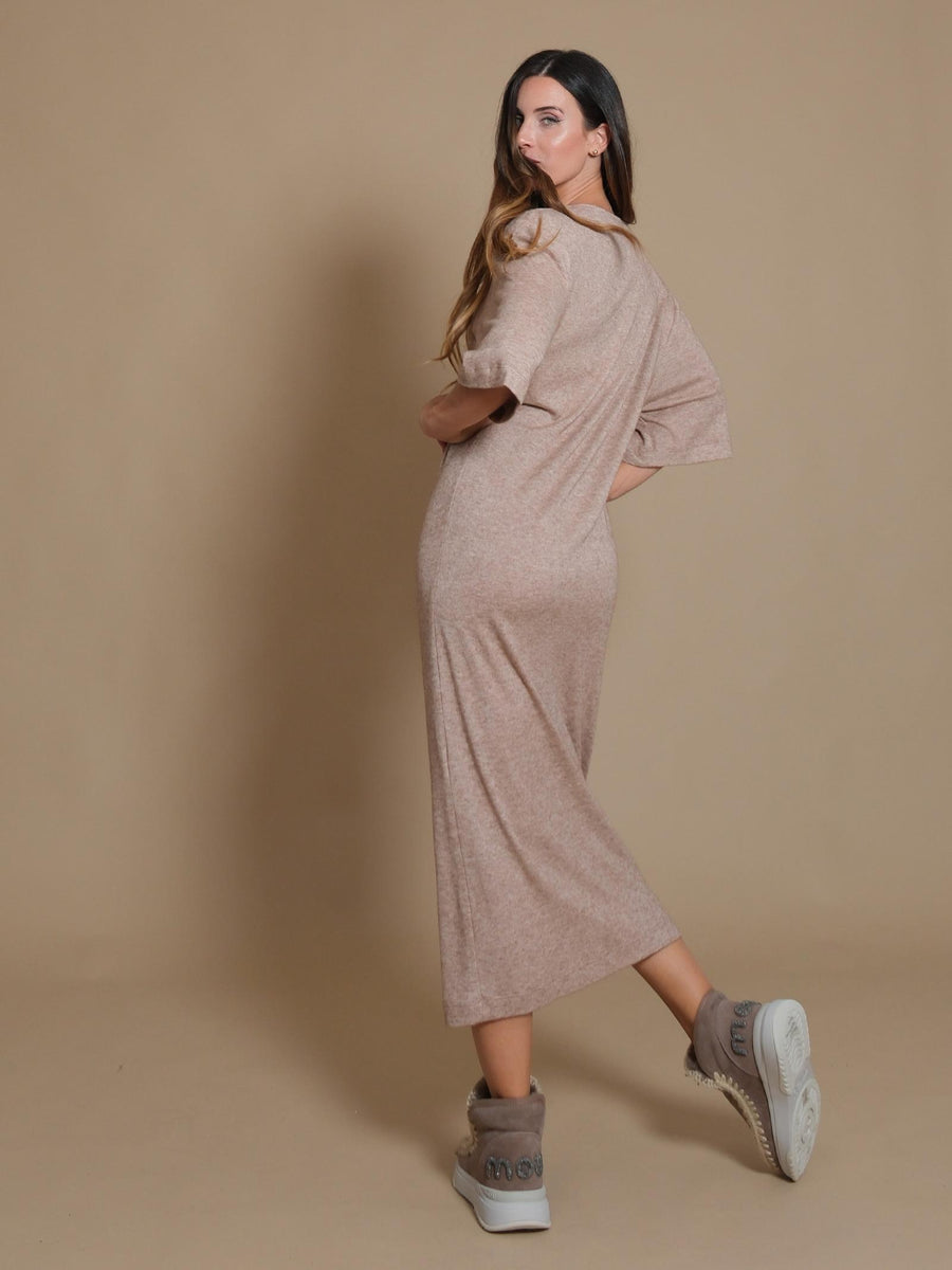 Abito Silence Limited marrone in maglia con spalline imbottite AB4068 BROWN Silence Limited 