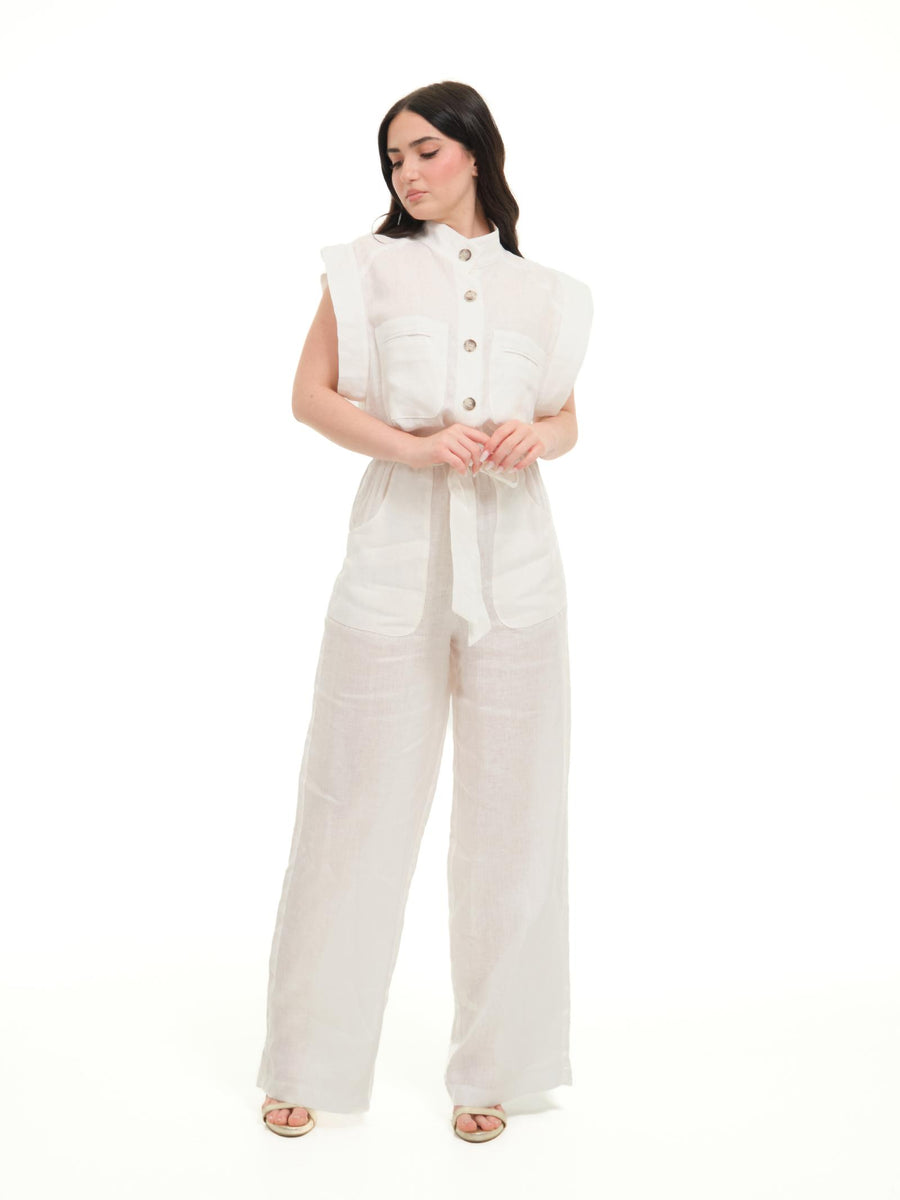 Tuta in lino Vicolo bianca TD1653 A02 Vicolo 