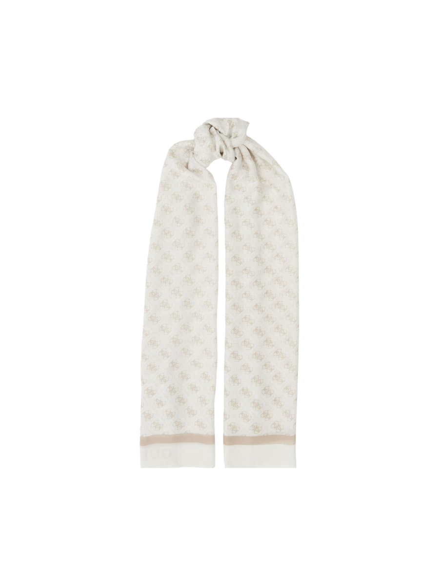 Sciarpa Guess bianca con stampa monogram e bordo con logo AW5341POL03 WLO Guess 