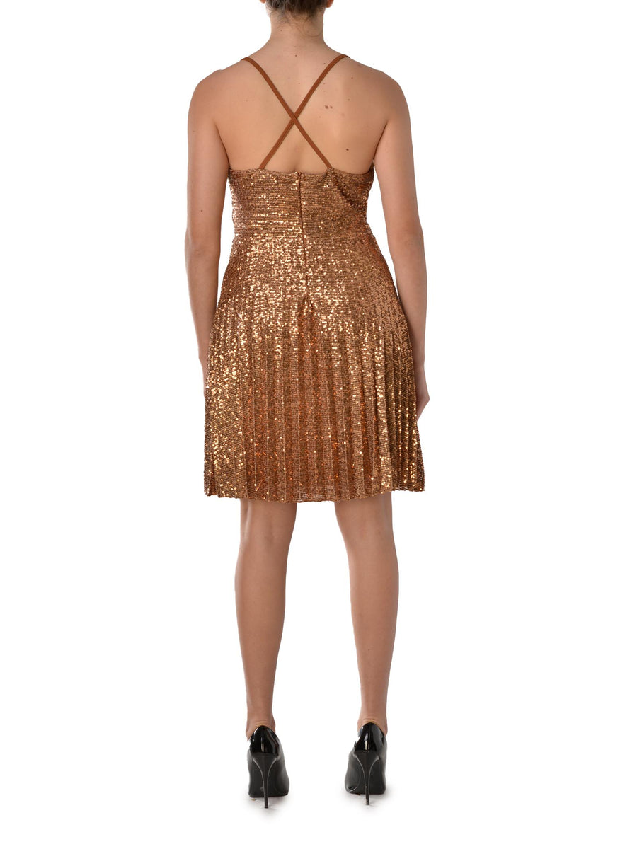 Abito corto oro paillettes CFC0106620003 B267 Rinascimento 