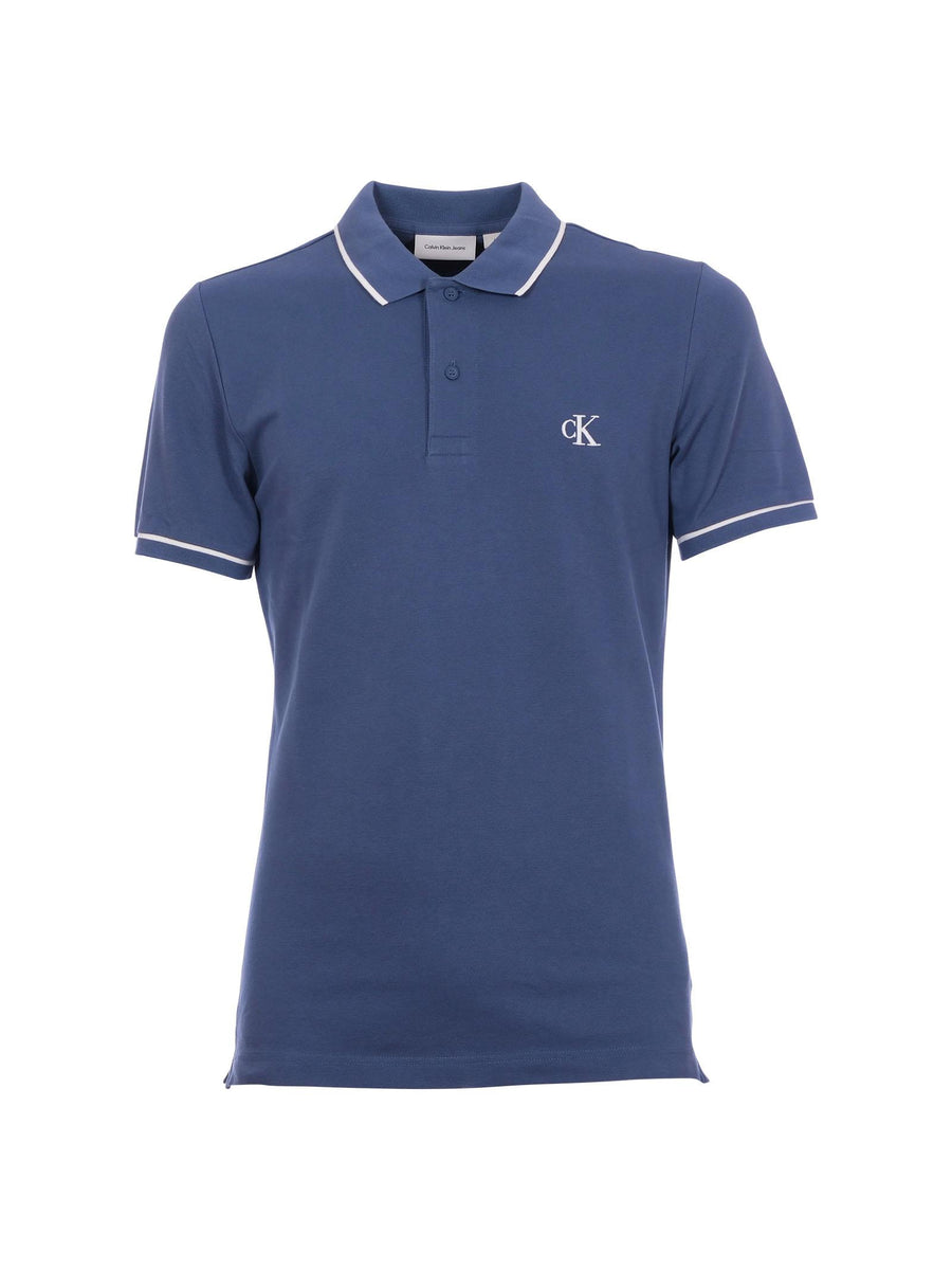 Polo piquè Calvin Klein blu con profili in contrasto J30J315603 CK1 Calvin Klein 