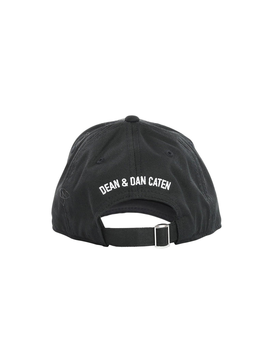 Cappello nero con visiera e logo DQ2116 DQ900 Dsquared 