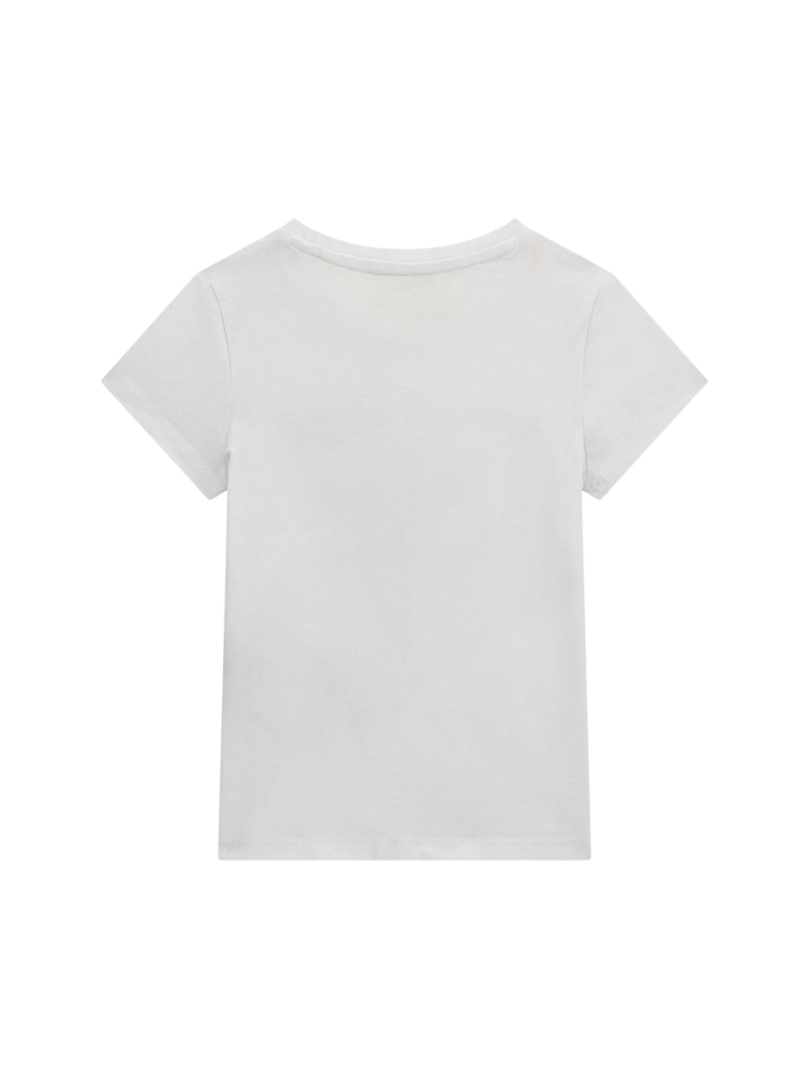 T-Shirt Guess bianca con logo in paillettes K4RI31K6YW1 G011 Guess 