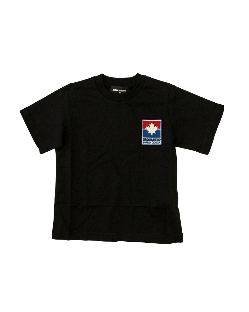 T-Shirt a maniche corte Dsquared nera con patch foglia d'acero DQ2992 DQ900 Dsquared 