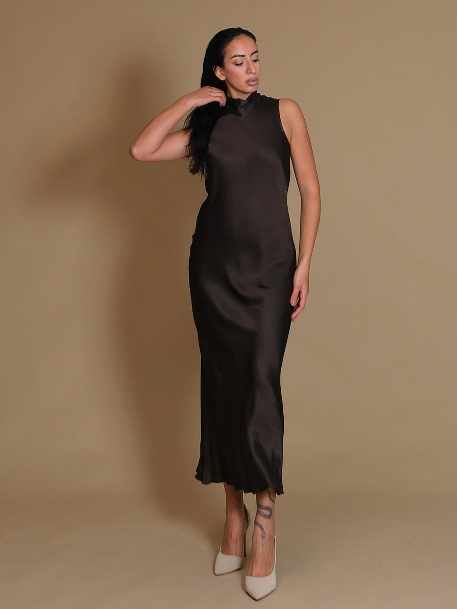 Abito lungo giromanica Armoire moka in viscosa FB806A MOKA Armoire 