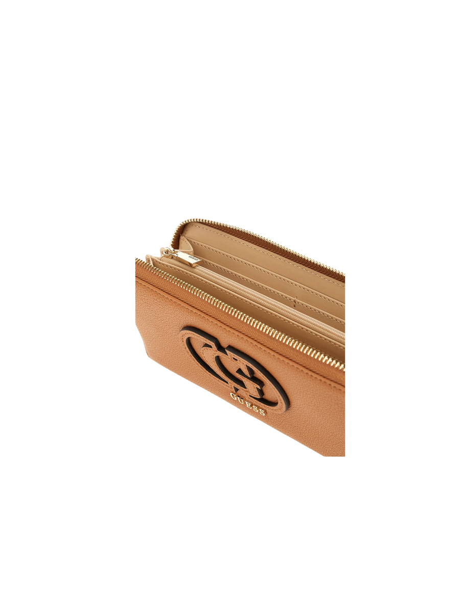Portafoglio Guess cognac con logo 4G in rilievo e scomparto posteriore con zip SWBG9536140 COG Guess 