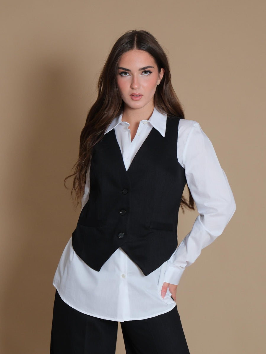 Gilet Vicolo morbido denim nero TS0582 NERO Vicolo 