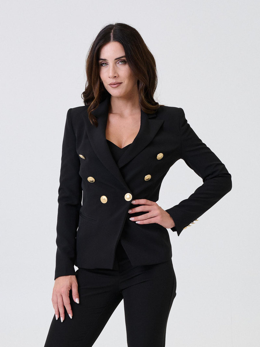 Giacca "Libra" Silence Limited doppiopetto nera con bottoni oro NPR235GOLD BLACK Silence Limited 