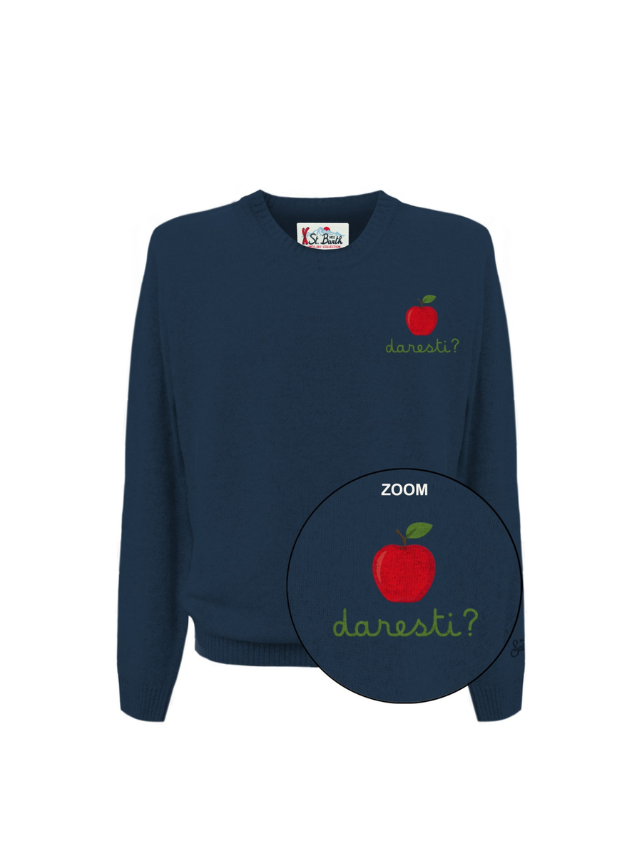 Maglione "11" Saint Barth blu con scritta " MELA daresti?" HER0024 03476I MC2 SAINT BARTH 