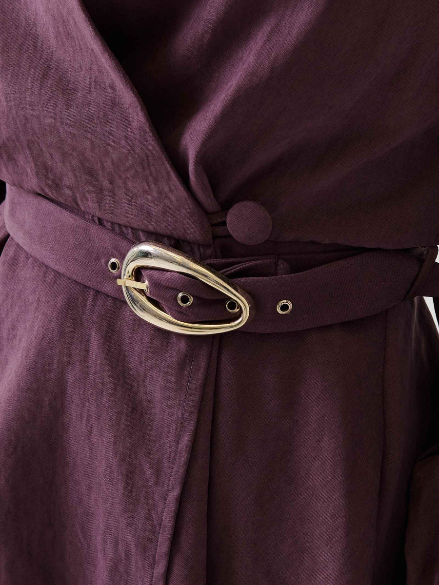 Blusa incrociata Bohemian Vì viola con bottone laterale e cintura GI287 WINE Bohemian V 