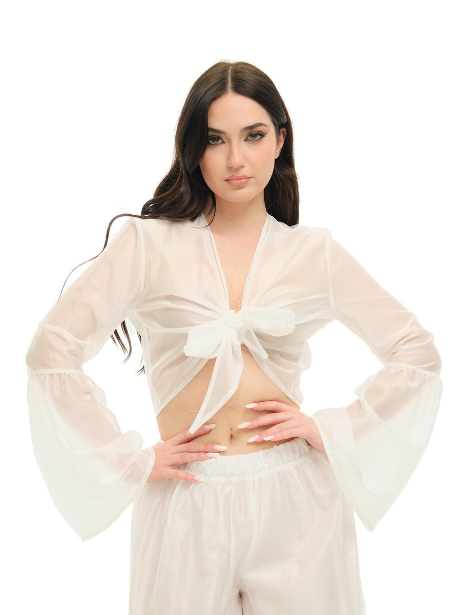 Camicia Armoire bianca cropped con nodo C951 BIANCO Armoire 