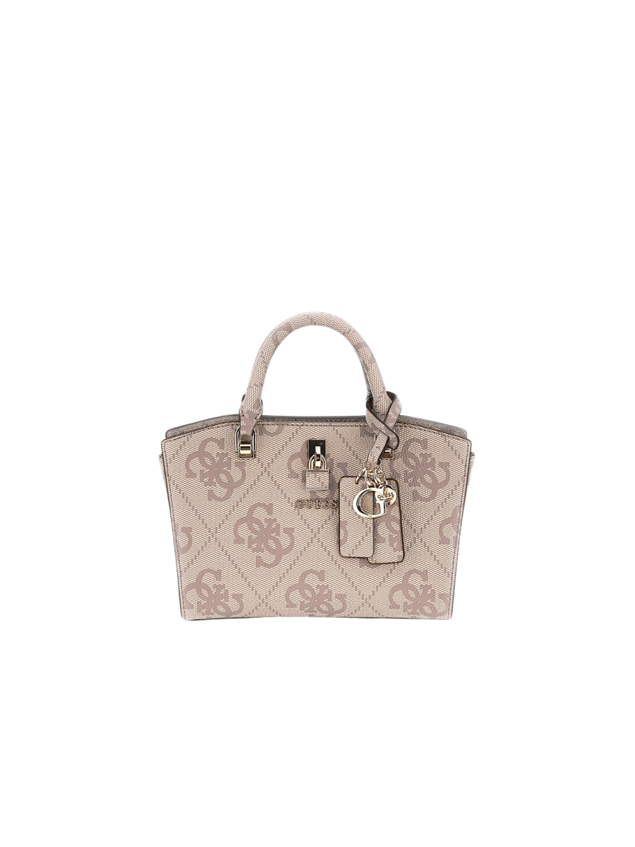 Borsa a mano Guess beige con maxi stampa 4G e charm dorato HWOS9655760 DVL Guess 