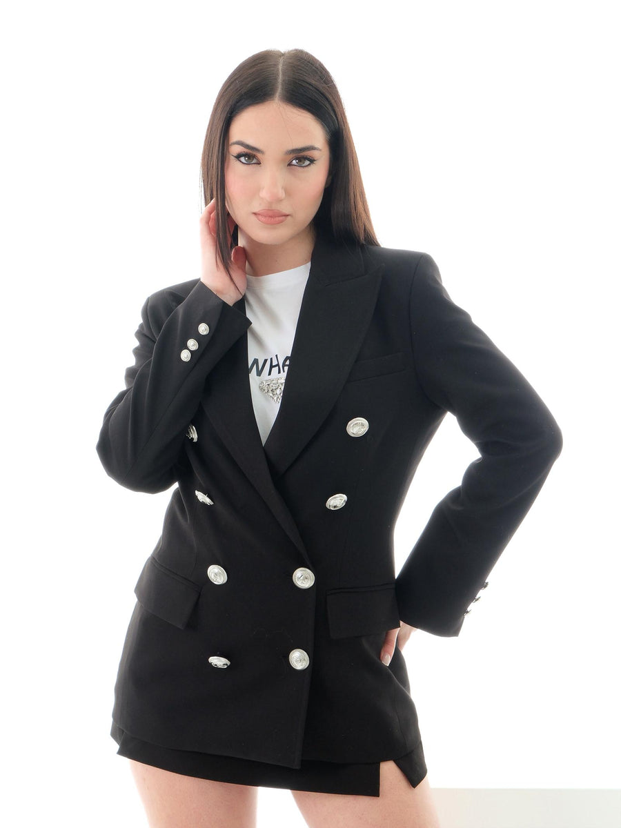 Blazer doppiopetto Vicolo nero con bottoni logati TD1087 NE Vicolo 