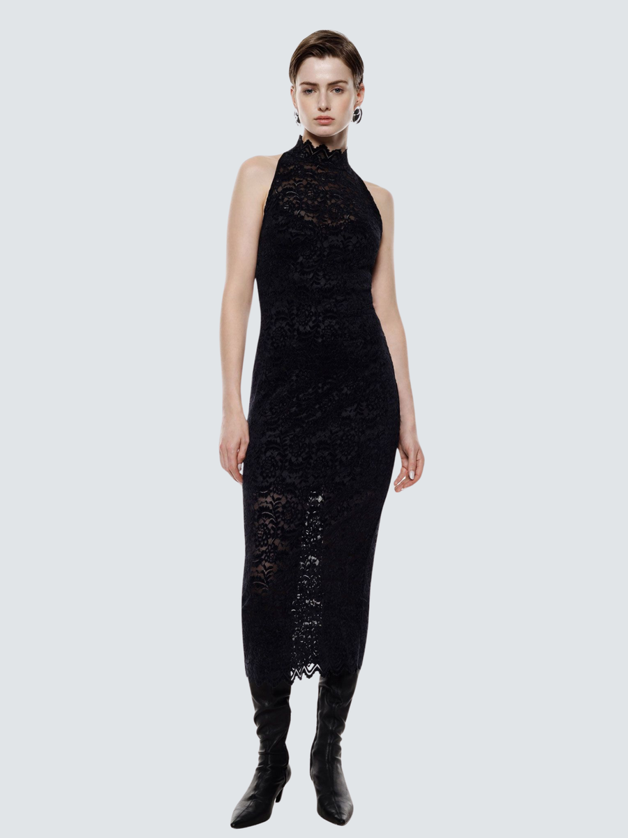 Abito midi in pizzo Imperial nero senza maniche con collo halter AFXSKKI NERO Imperial 