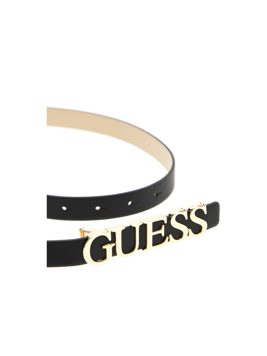 Cintura Guess nera con maxi fibbia logo lettering dorato BW9257P5320 BLA Guess 
