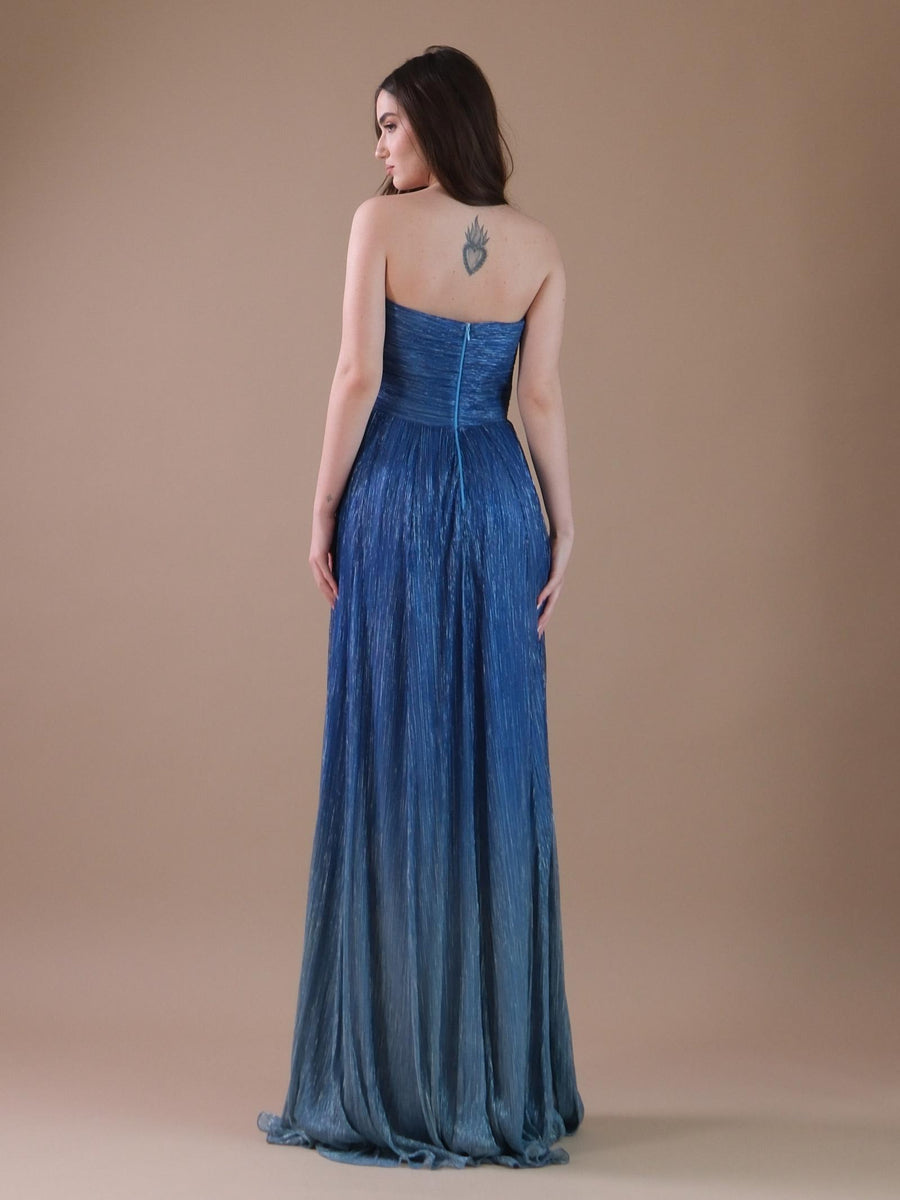 Xena Dress a fascia con degradè blu e lurex AB4005 ROYAL Silence Limited 