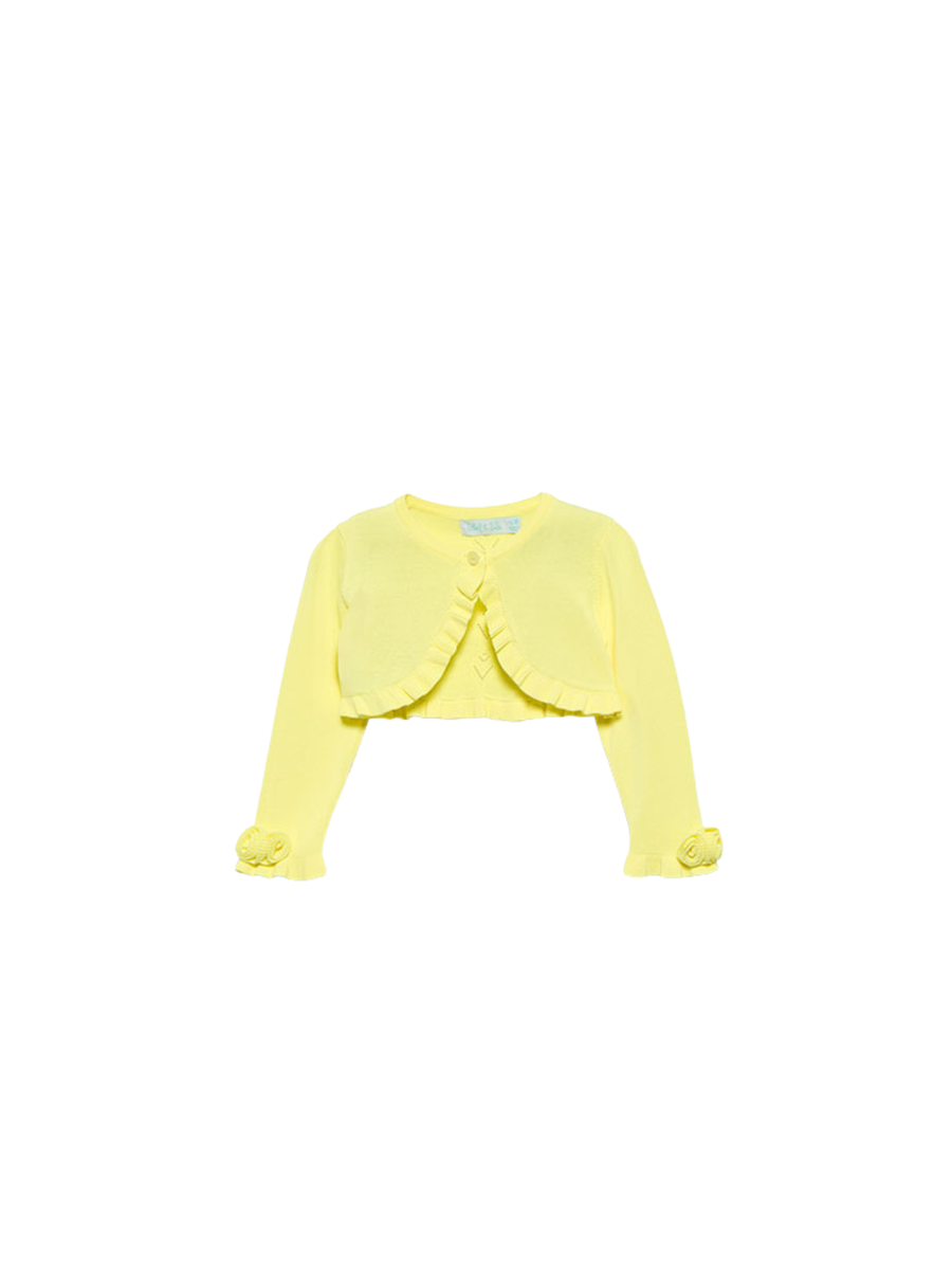 Cardigan Abel & Lula giallo con volant e applicazioni floreali 5381 VAN Abel & Lula 