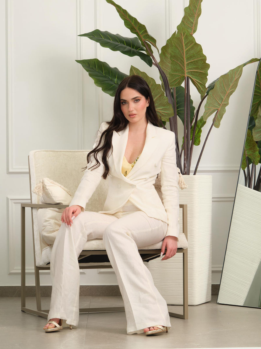 Pantalone "linen flaire" Silence Limited bianco latte PA281 MILK Silence Limited 