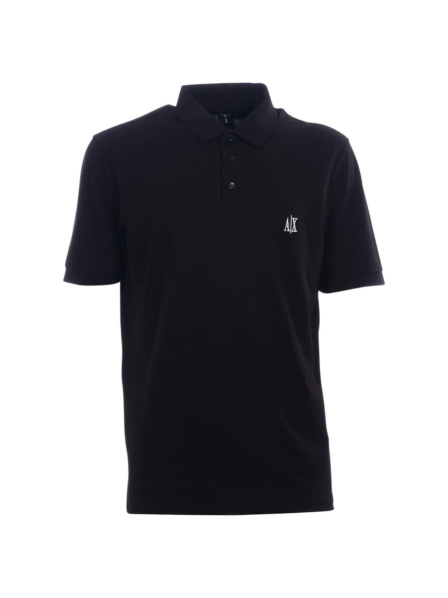 Polo Armani Exchange nera con logo iconico ricamato in rilievo XM000367AF13022 UC001 Armani Exchange 