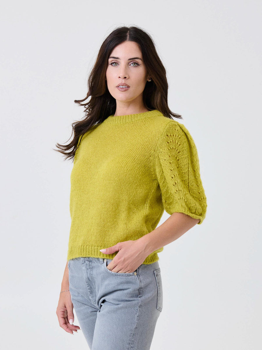 Maglia Kontatto verde con maniche a palloncino traforate 3M0913C MACHA kontatto 