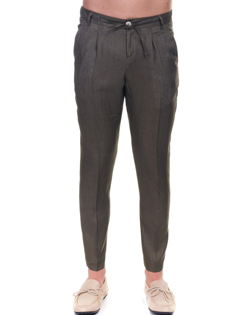 Pantalone in lino verde militare AD7136SE 32 Alessandro Dell'Acqua 