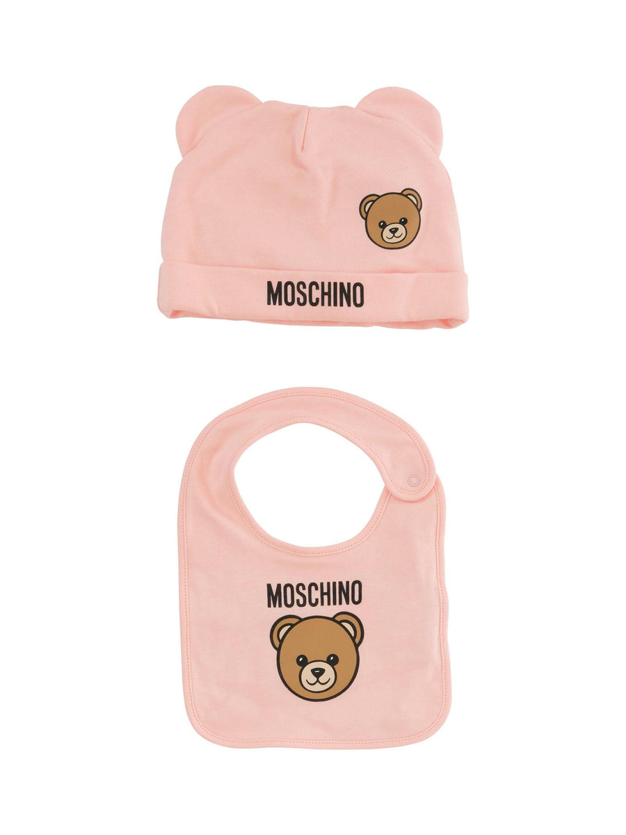 Set cappello e bavaglino Moschino rosa MUY08K 50209 Moschino 