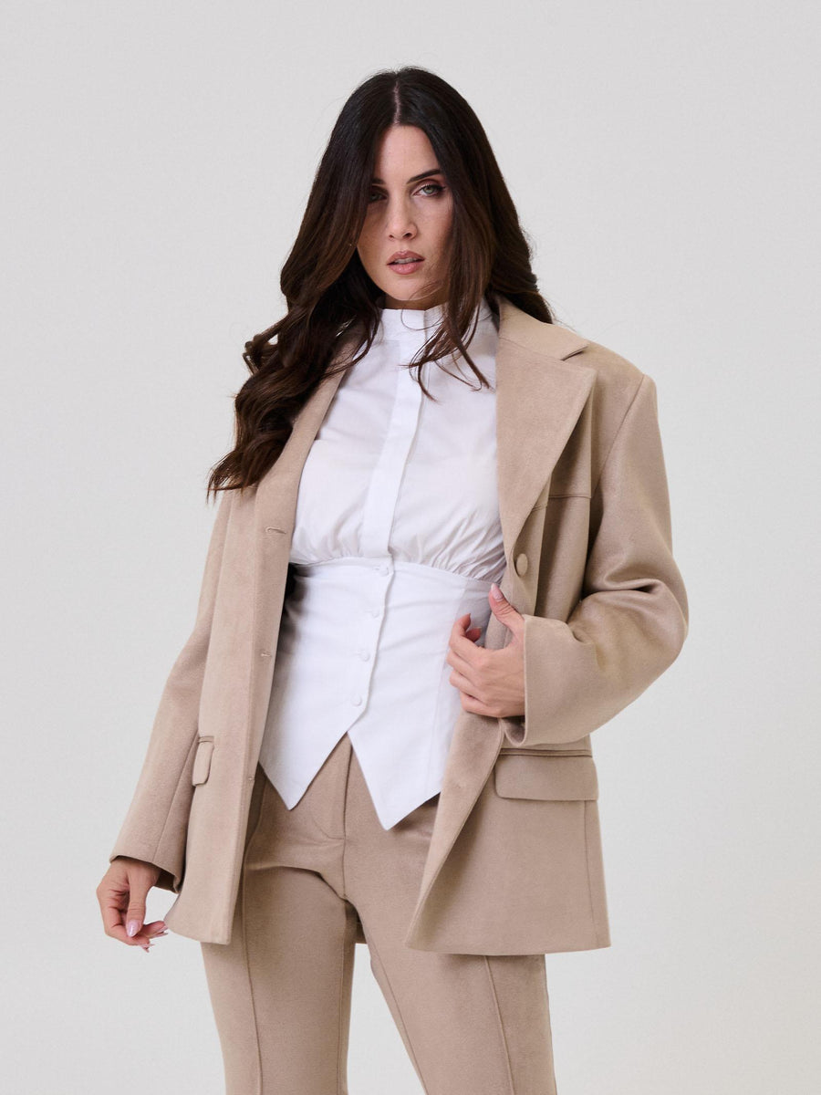 Blazer Bohemian Vì sabbia effetto scamosciato GI269 SAND Bohemian V 