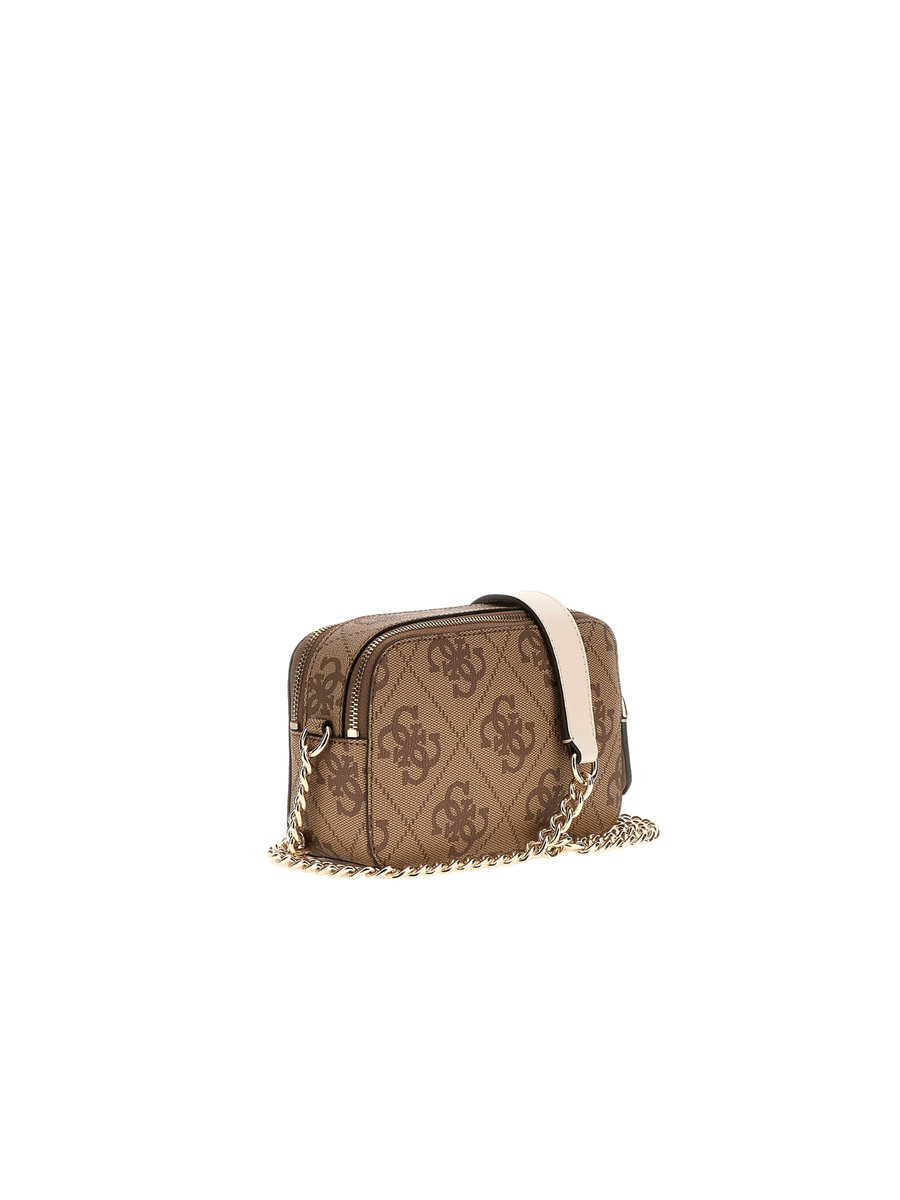 Borsa a tracolla Guess marrone con bande verticali bianche e logo lettering HWOS9672140 LTL Guess 
