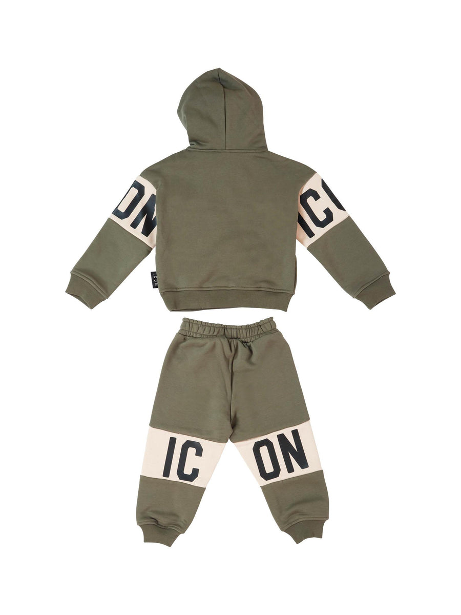 Completo Icon verde e avorio con bande orizzontali S00877 MUSCHIO Icon 