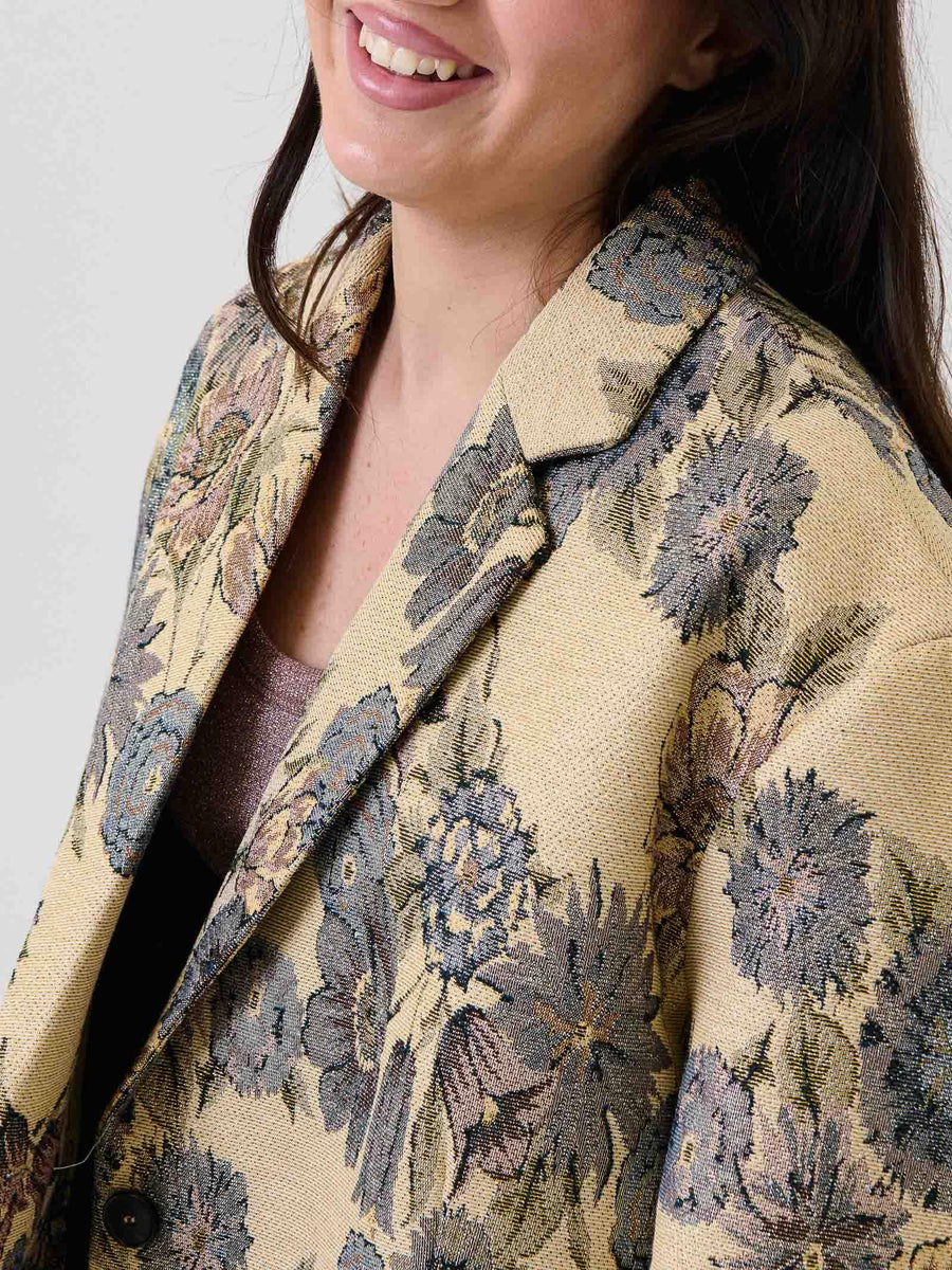 Blazer jacquard floreale Vicolo beige con filo lurex TF0698 UNI Vicolo 