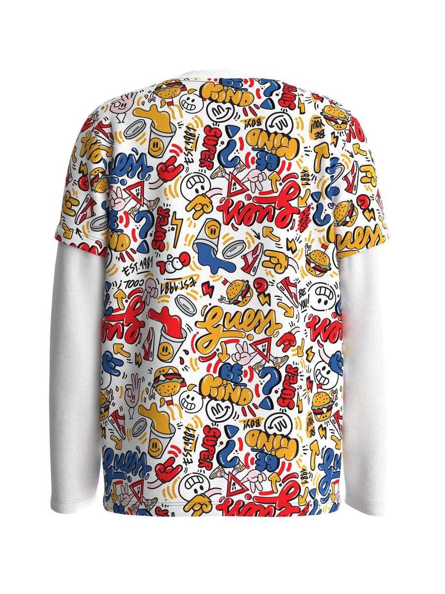 T-shirt Guess manica lunga con fantasie multicolor e logo N4YI12K8HM3 P7MZ Guess 