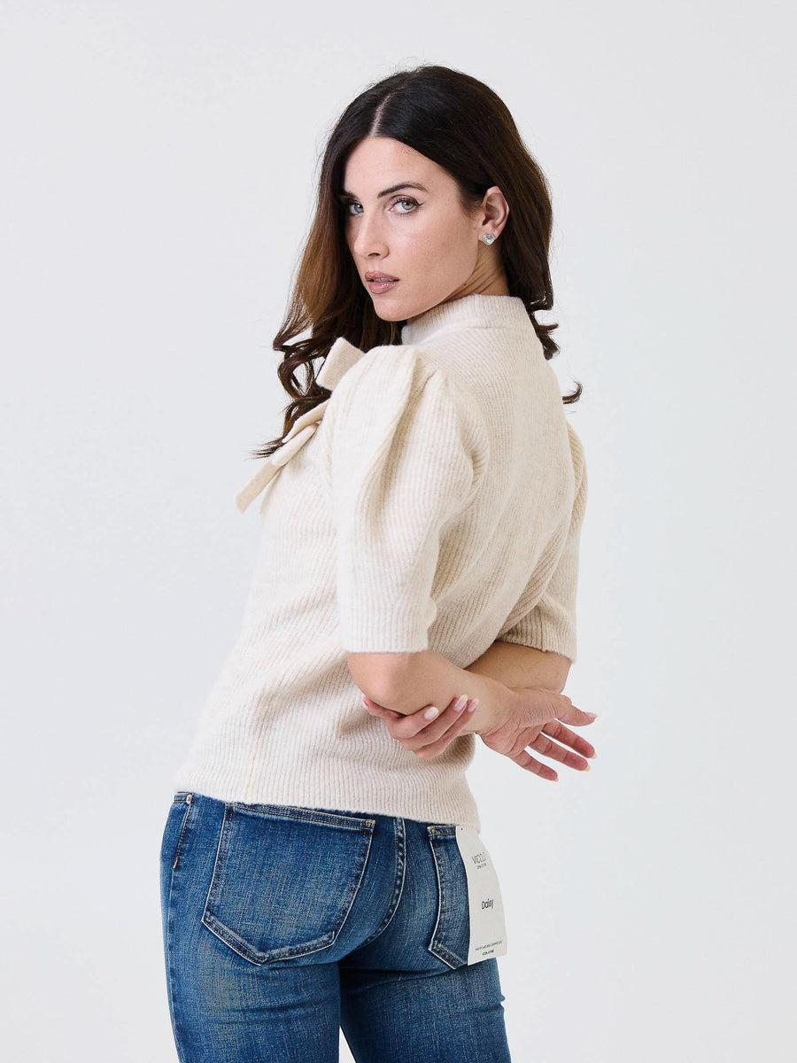 Maglione a mezze maniche a palloncino Kontatto panna con fiocco 3M0931C PANNA kontatto 