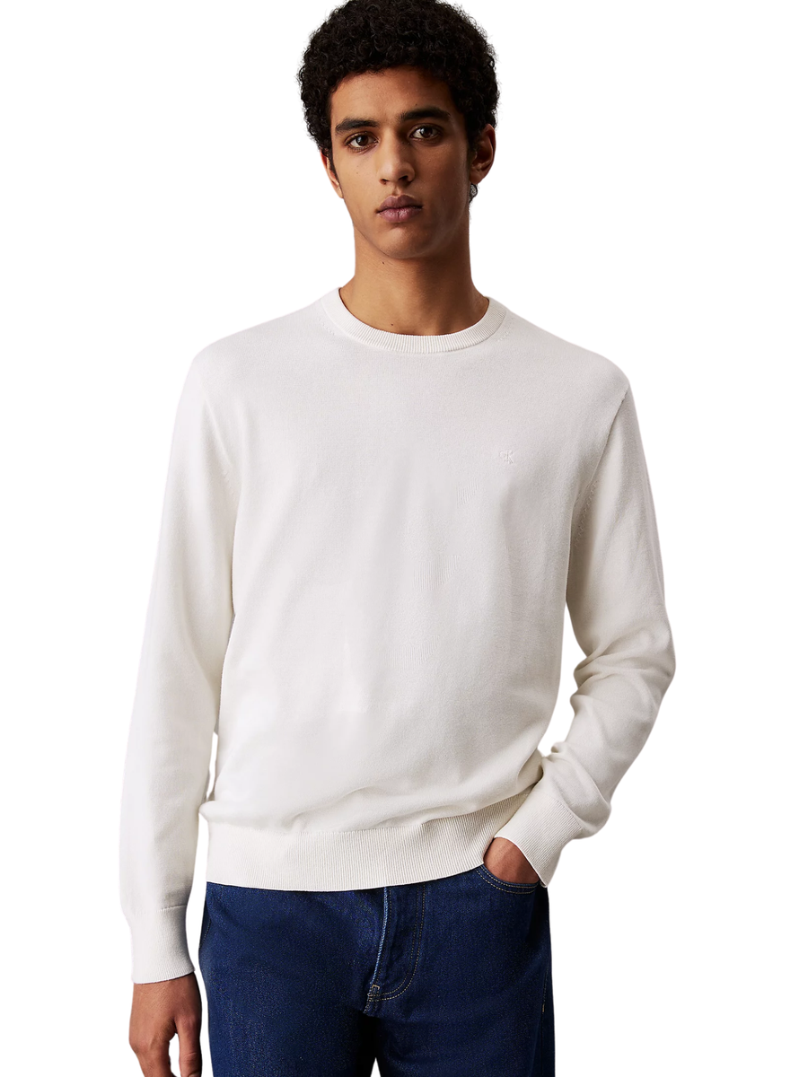 Maglione Calvin Klein naturale in cotone con monogramma LVO40LM300 YAS Calvin Klein 