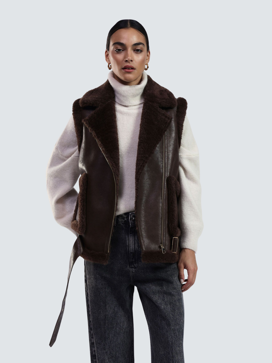 Giubbino smanicato Dixie moro con interno in ecopelliccia L330Y003A MORO Dixie 