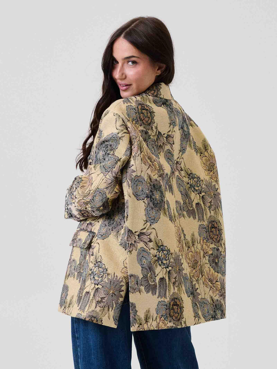 Blazer jacquard floreale Vicolo beige con filo lurex TF0698 UNI Vicolo 