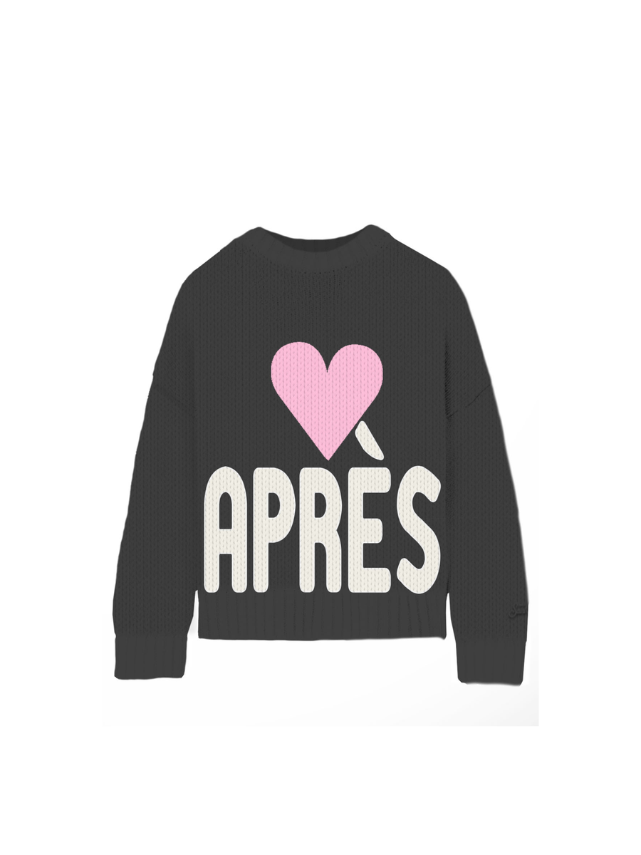 Maglione "10" Saint Barth nero con maxi scritta "Après" con cuore rosa KYLA002 03584I MC2 SAINT BARTH 