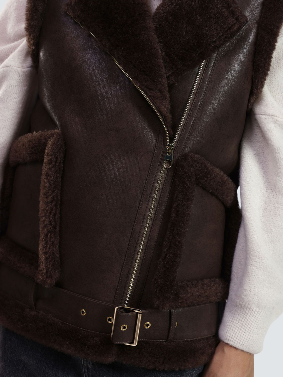 Giubbino smanicato Dixie moro con interno in ecopelliccia L330Y003A MORO Dixie 