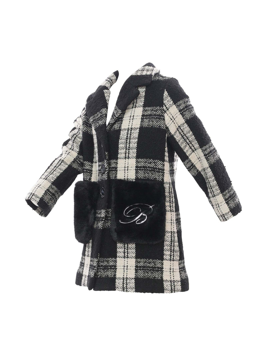 Cappotto nero tartan IF2062T3171 09M04 Miss Blumarine 
