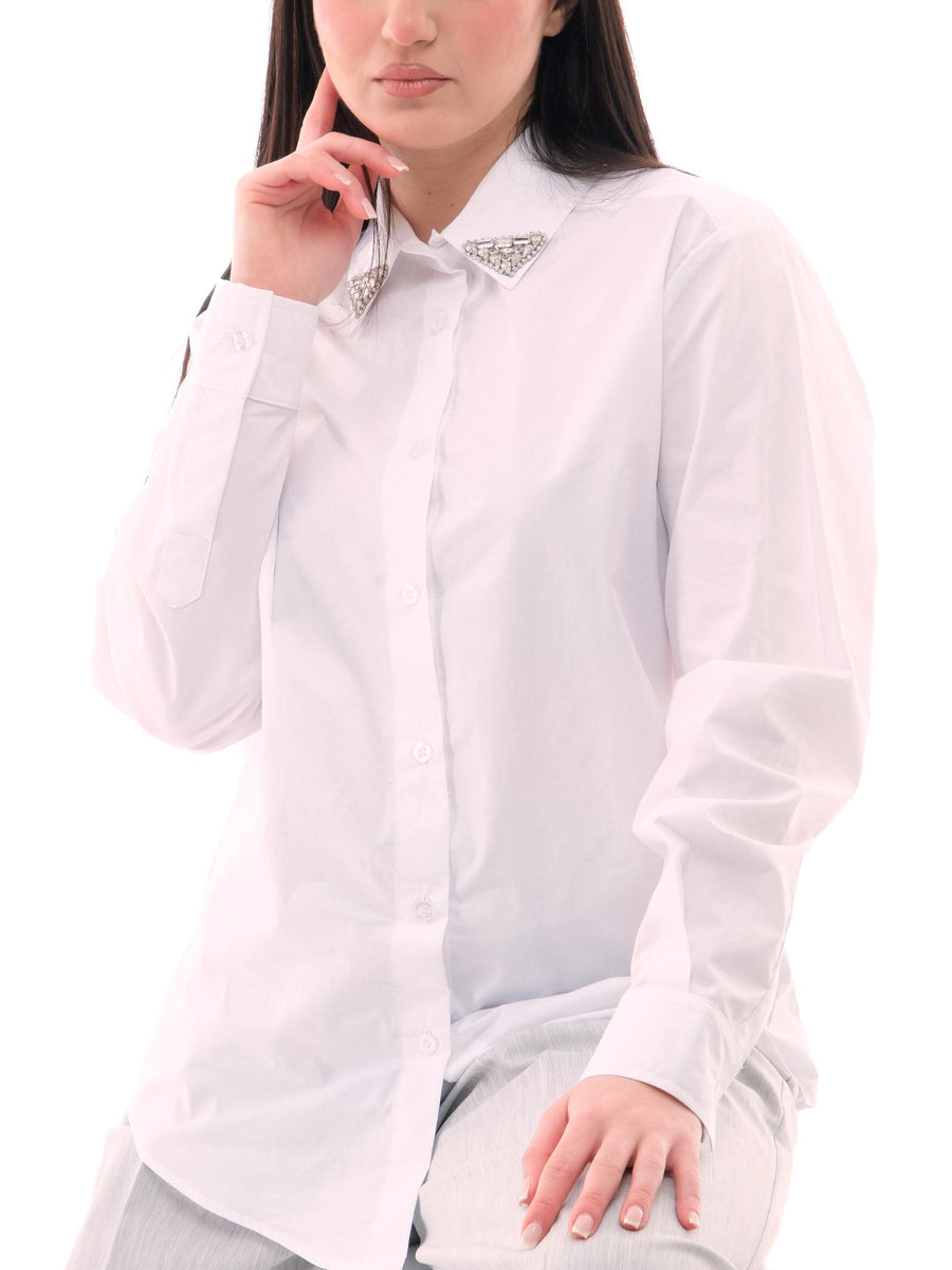 Camicia Vicolo bianca con dettagli gioiello RD0255 BIA Vicolo 