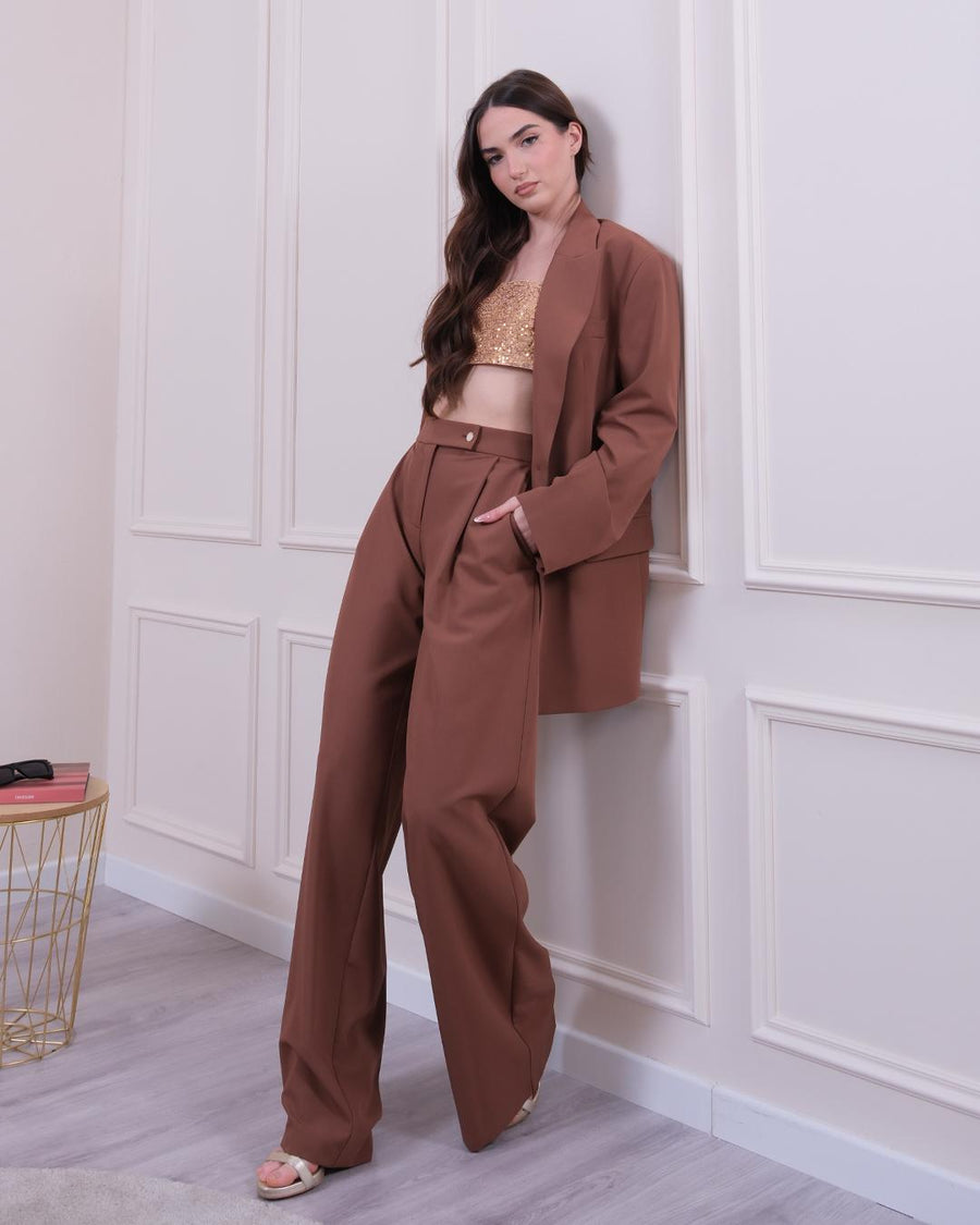 Pantaloni modello palazzo cuoio PA98 CUOIO Bohemian V 