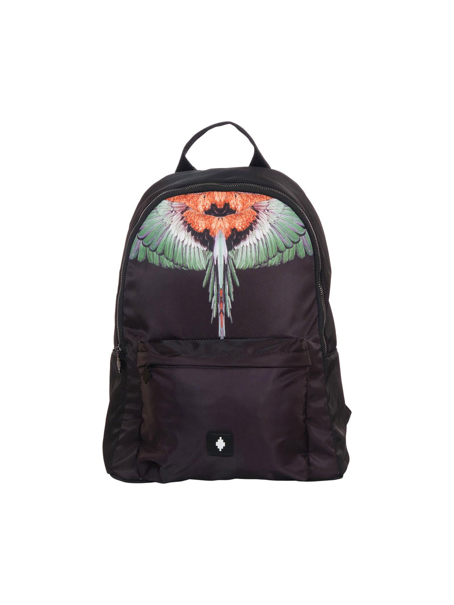 Zaino Count of Milan nero con ali di pappagallo e scomparto frontale COMAF250110 NE County of Milan 
