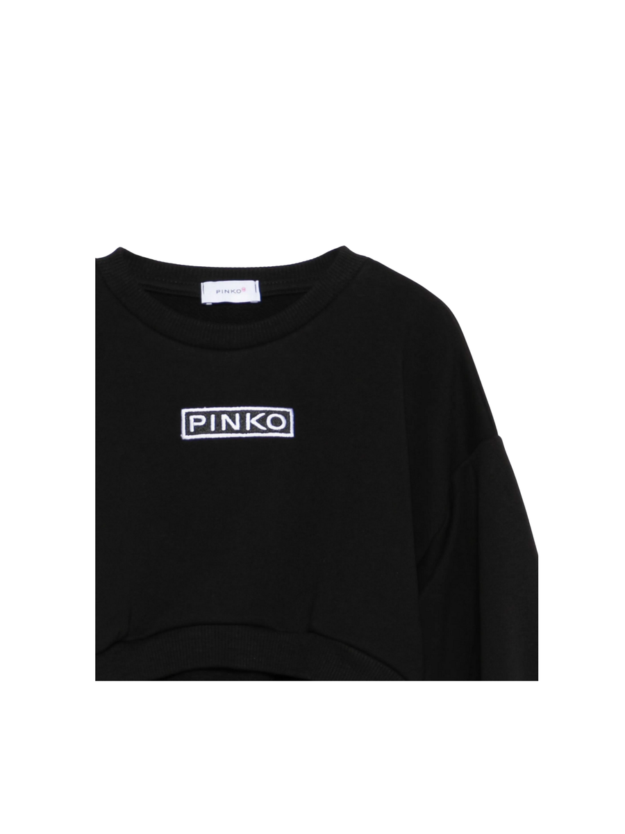 Felpa cropped Pinko nera con logo frontale KFFE012 D852 Pinko 