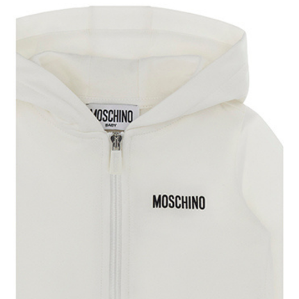Felpa con cappuccio Moschino bianca con logo e orsetto stampato sul retro MUF065 10063 Moschino 