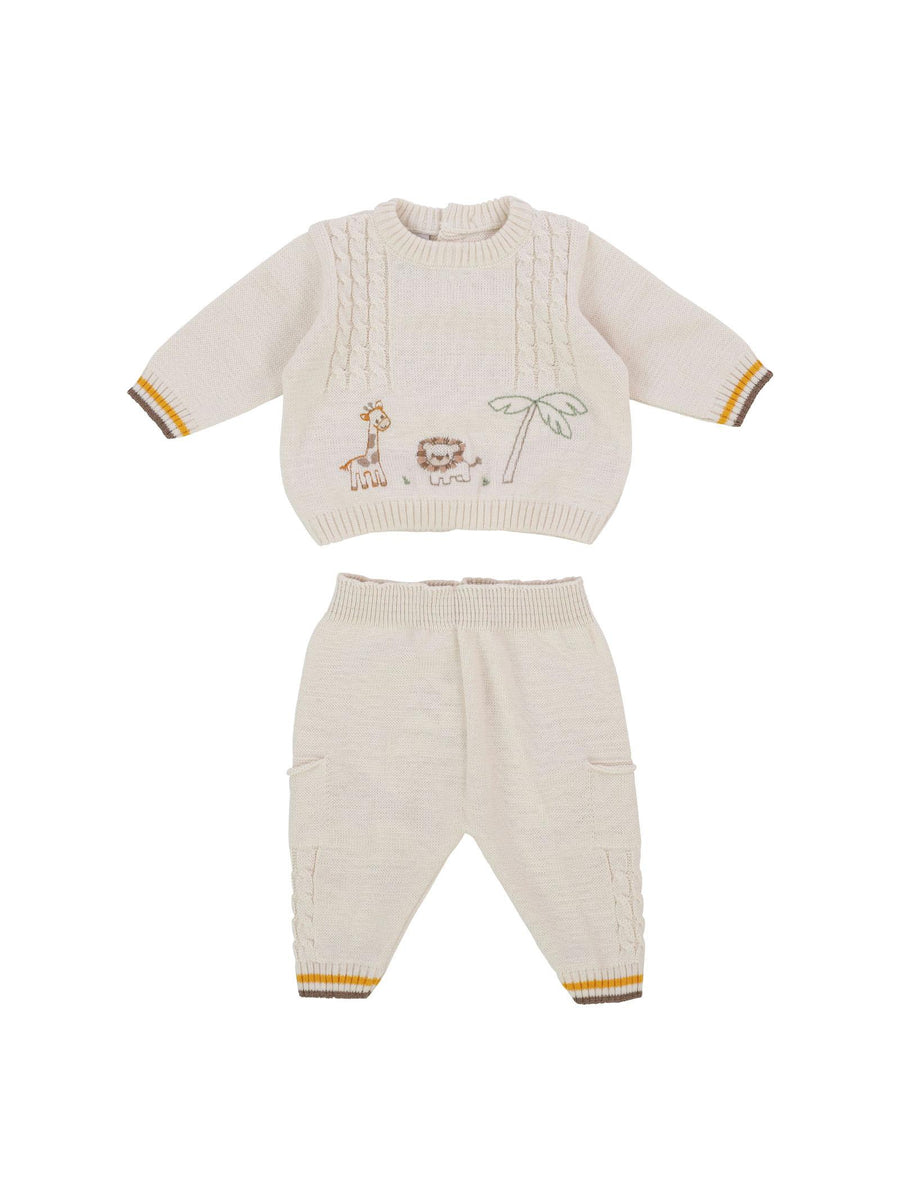 Tutina due pezzi beige ricamo jungle EL5050 CNB650 Marlù 